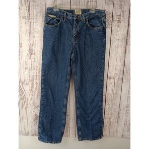 CE SCHMIDT Jeans Women's 12x32 Blue dark wash check flannel lined workwear